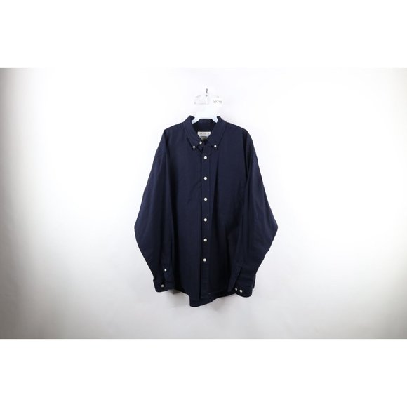 Eddie Bauer long-sleeved button-down shirt, men's size M cotton navy blue type Vintage Second Hand main image 0